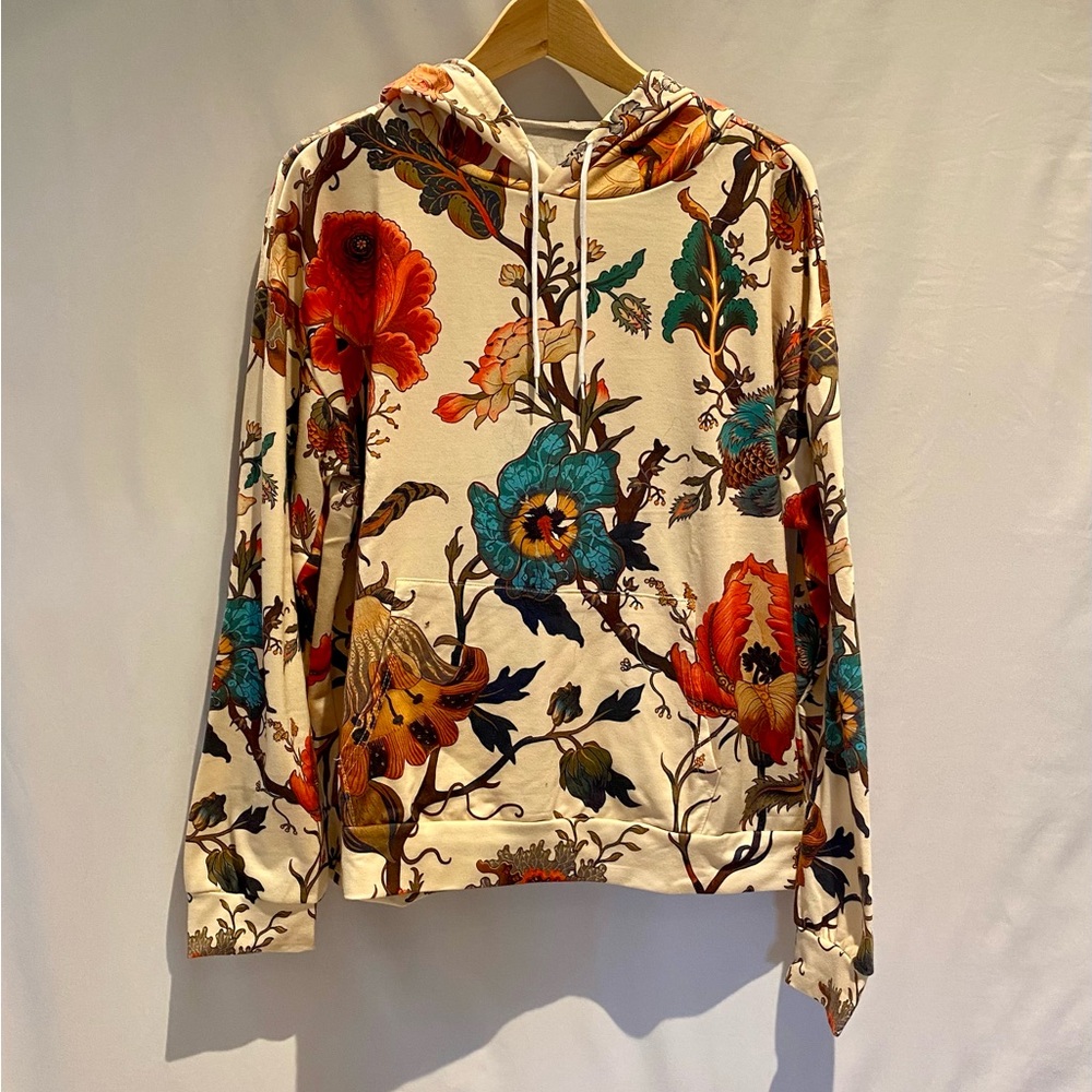 Hoodie with Multicolor Floral Print, size XL